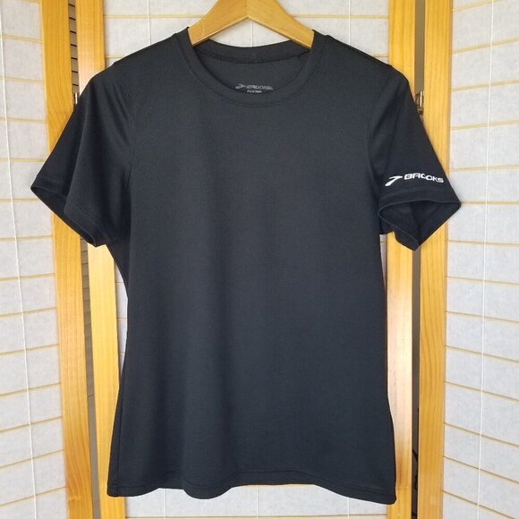 Brooks Short Sleeve Running T-Shirt Black Performance Fabric Size Medium - Picture 1 of 6